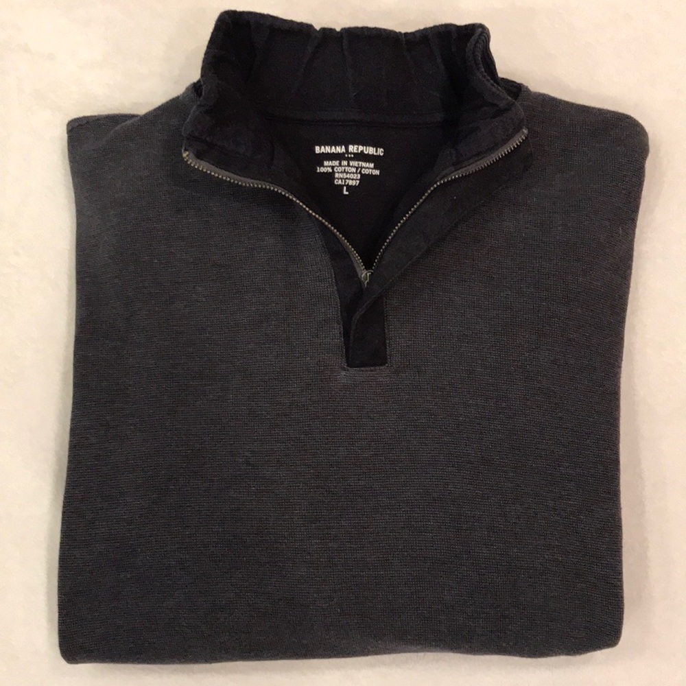 Banana Republic Blue 1/4 Zip Mock Neck Shirt Large